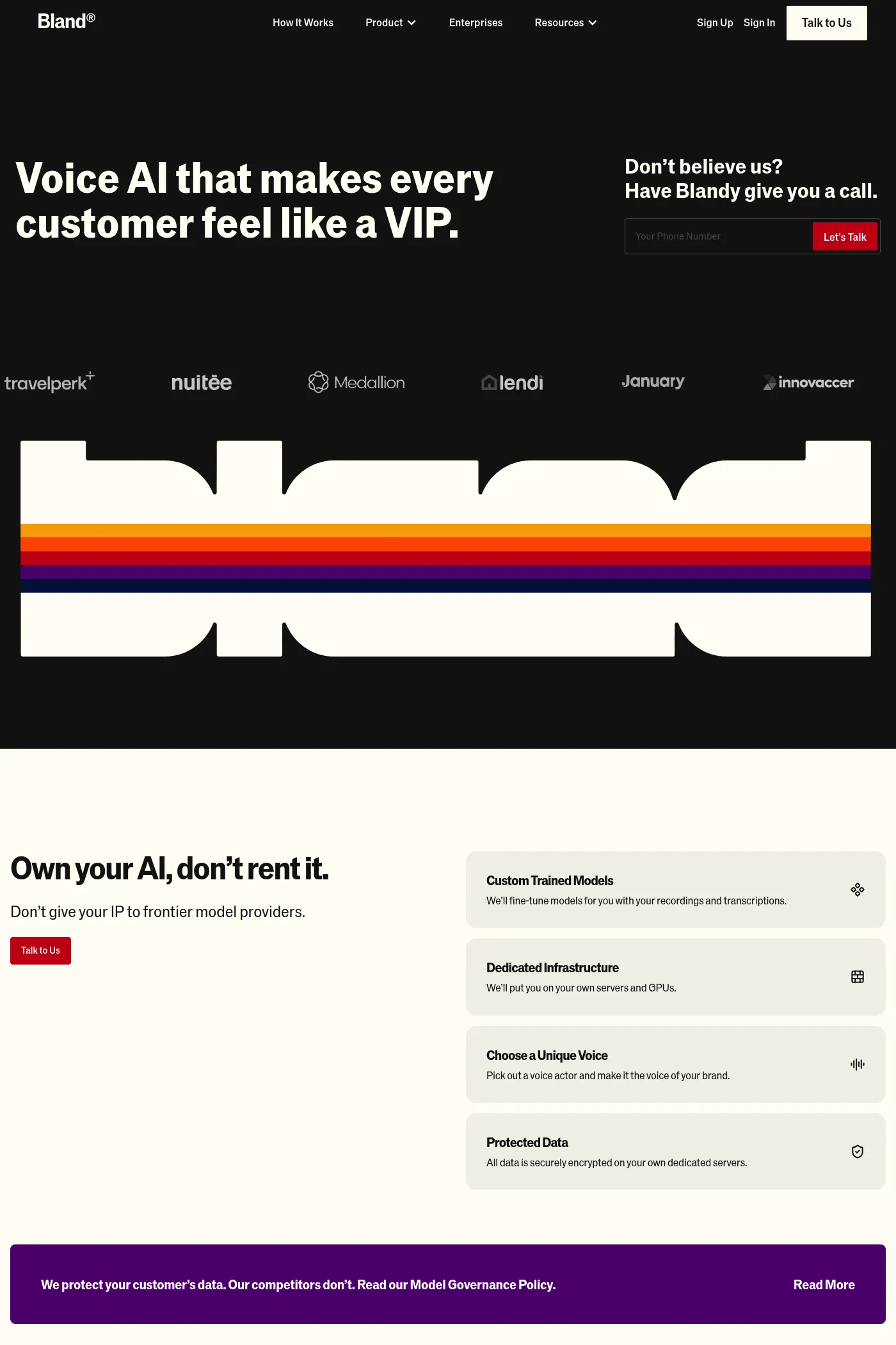 Bland AI website screenshot