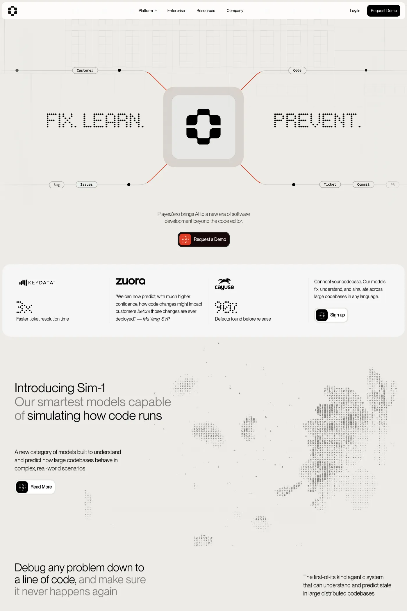 PlayerZero website screenshot
