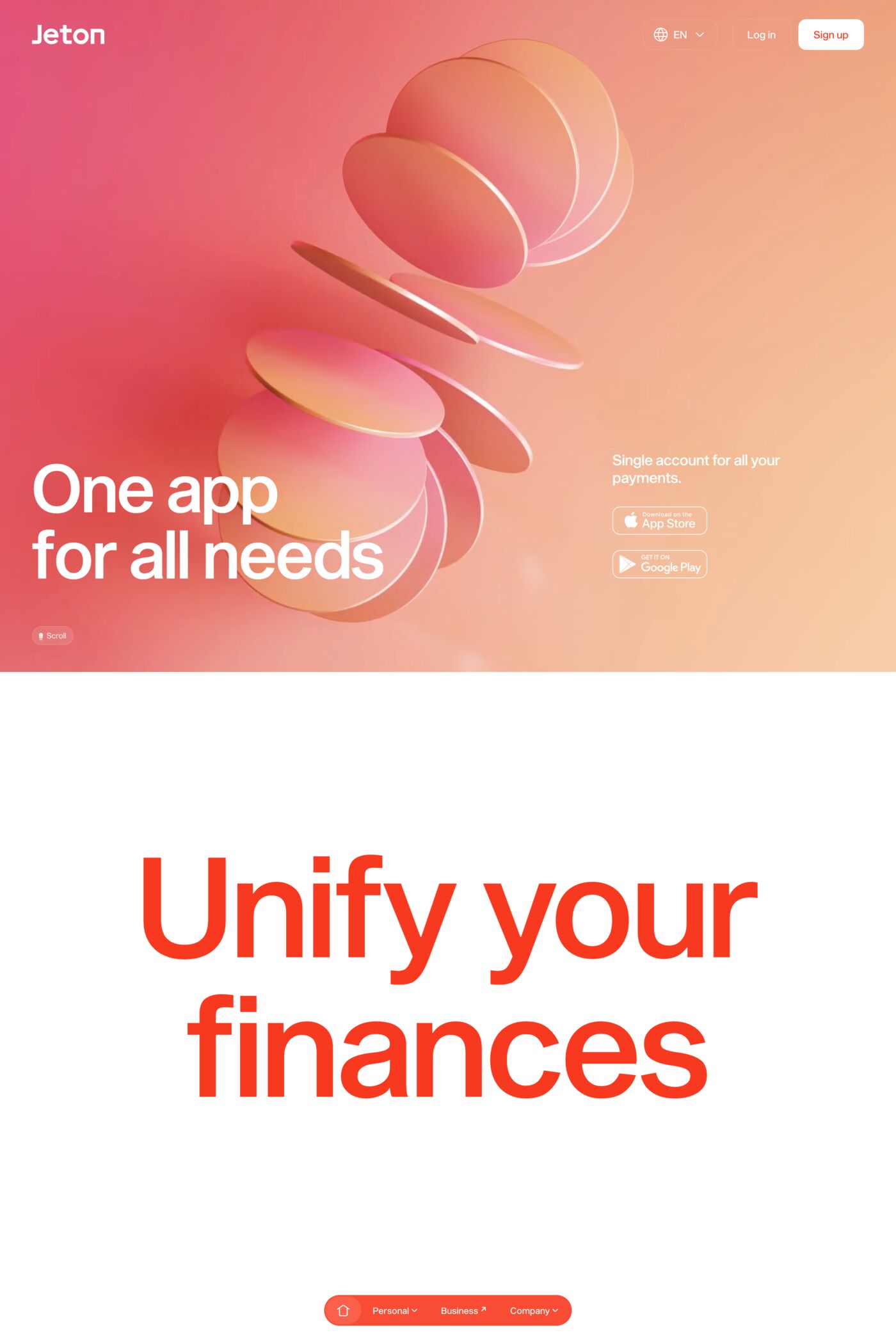 Jeton website screenshot