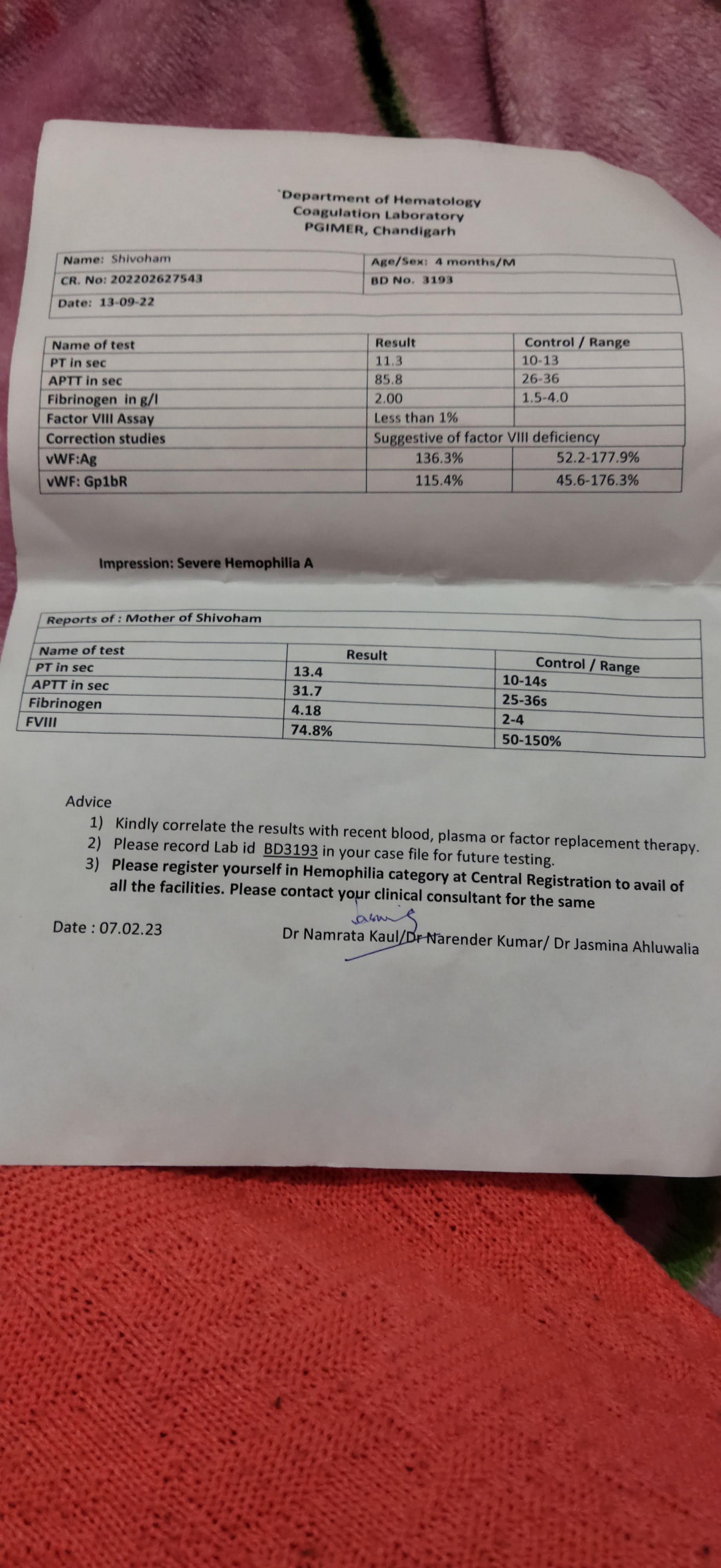 Looking for financial help for emicizumob injection for my 2 year old son