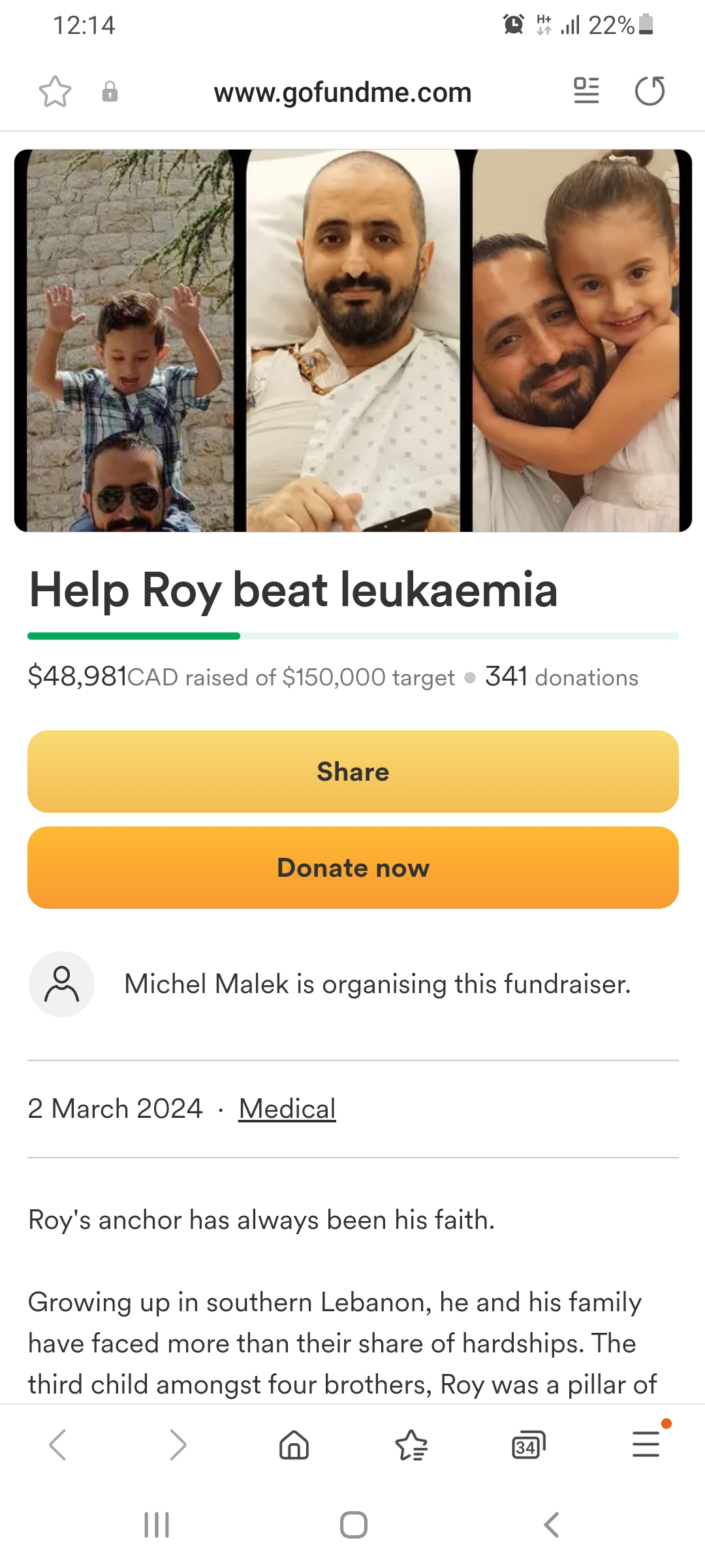 funding my brother roy treatment