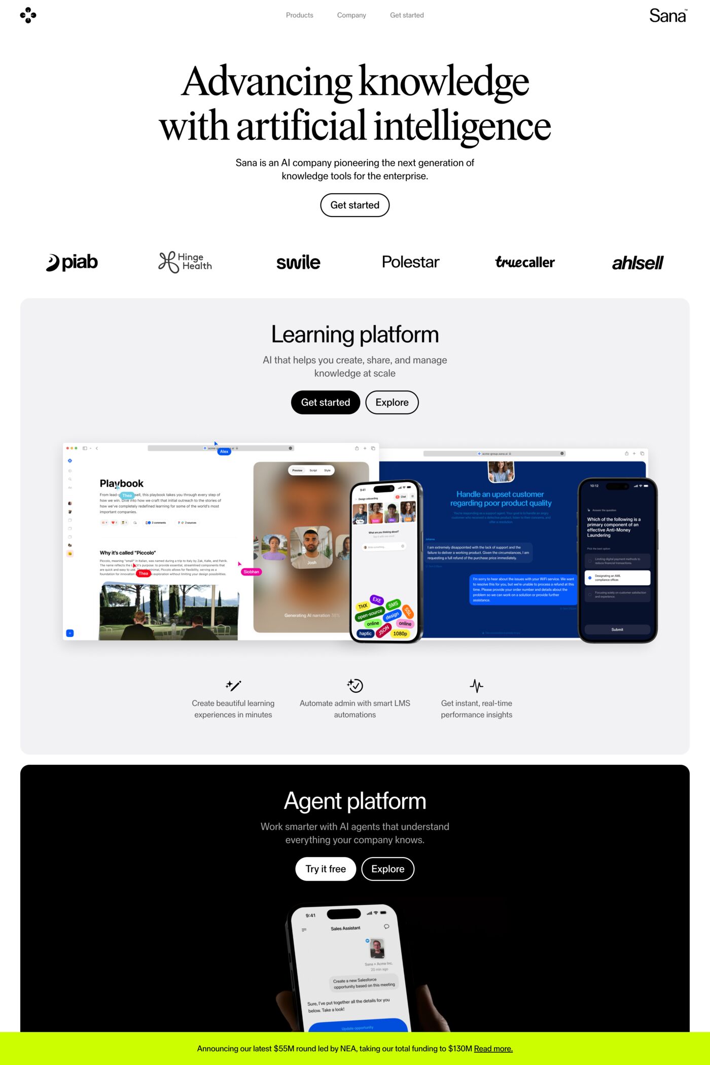 Sana website screenshot
