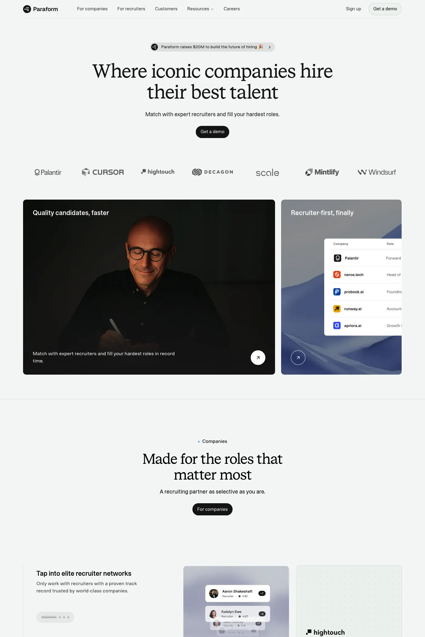 Paraform website screenshot