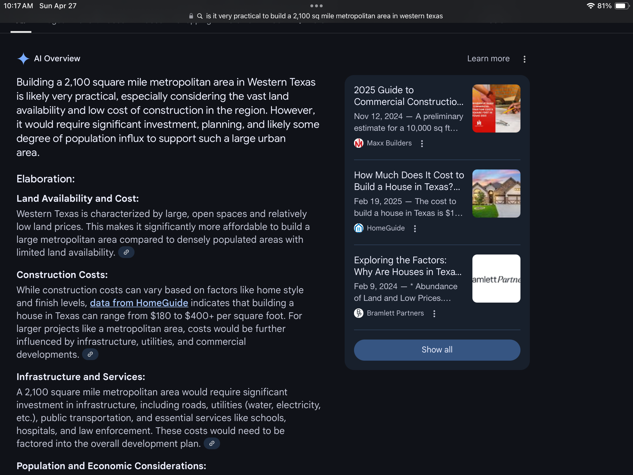 Adding the reflected 2,060.23 sq mile Madrid Spain Metro area in Western Texas.