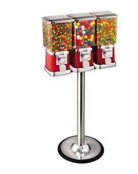 A triple gum ball machine