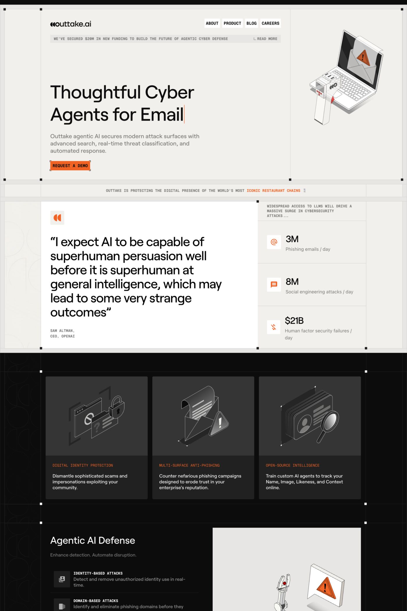 Outtake website screenshot