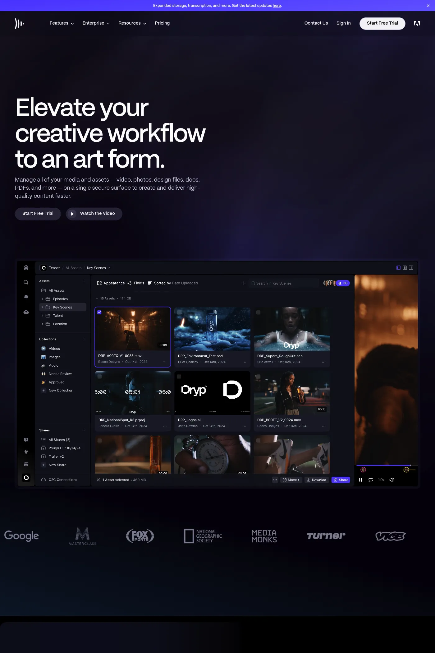 Frame.io website screenshot