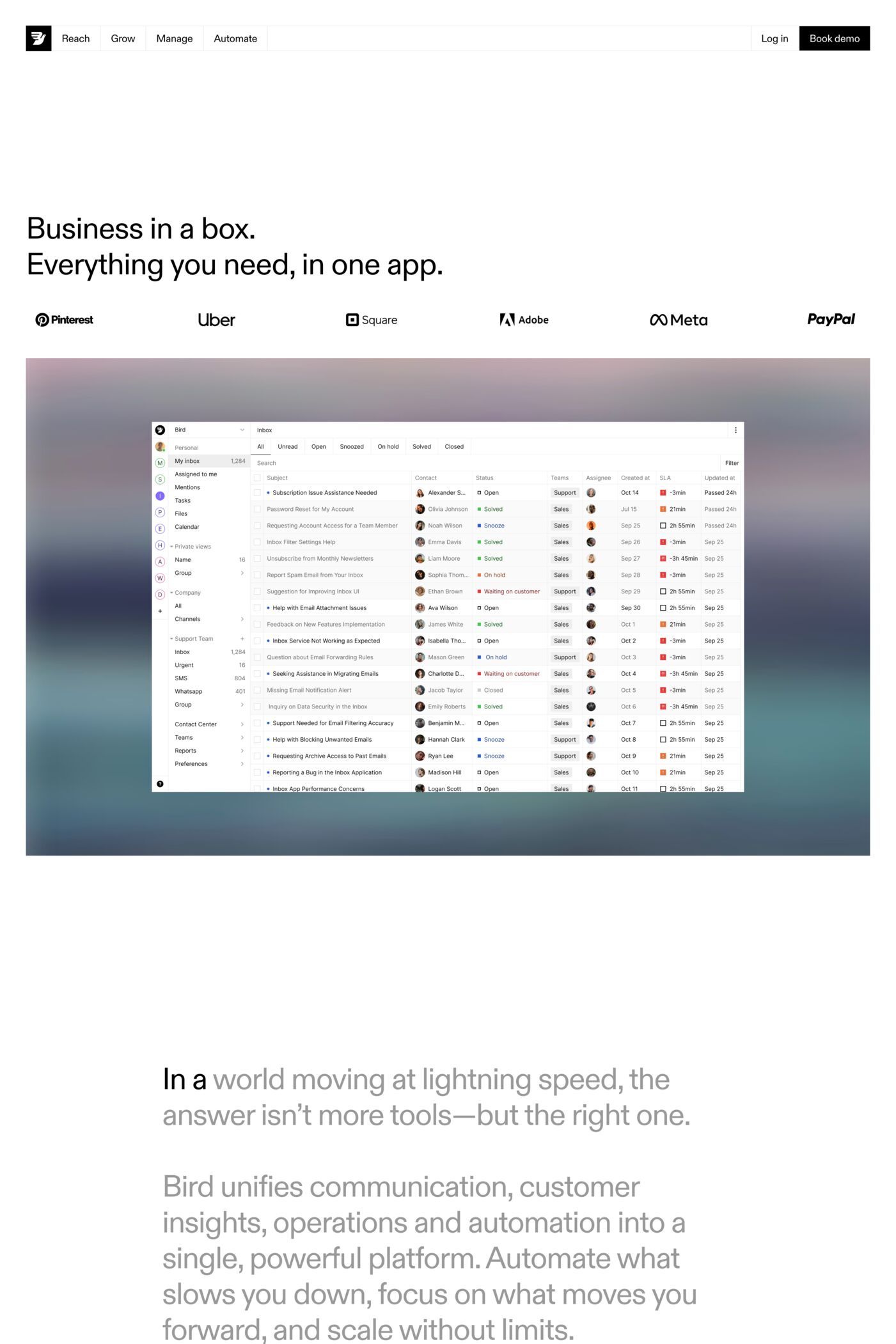 Bird website screenshot