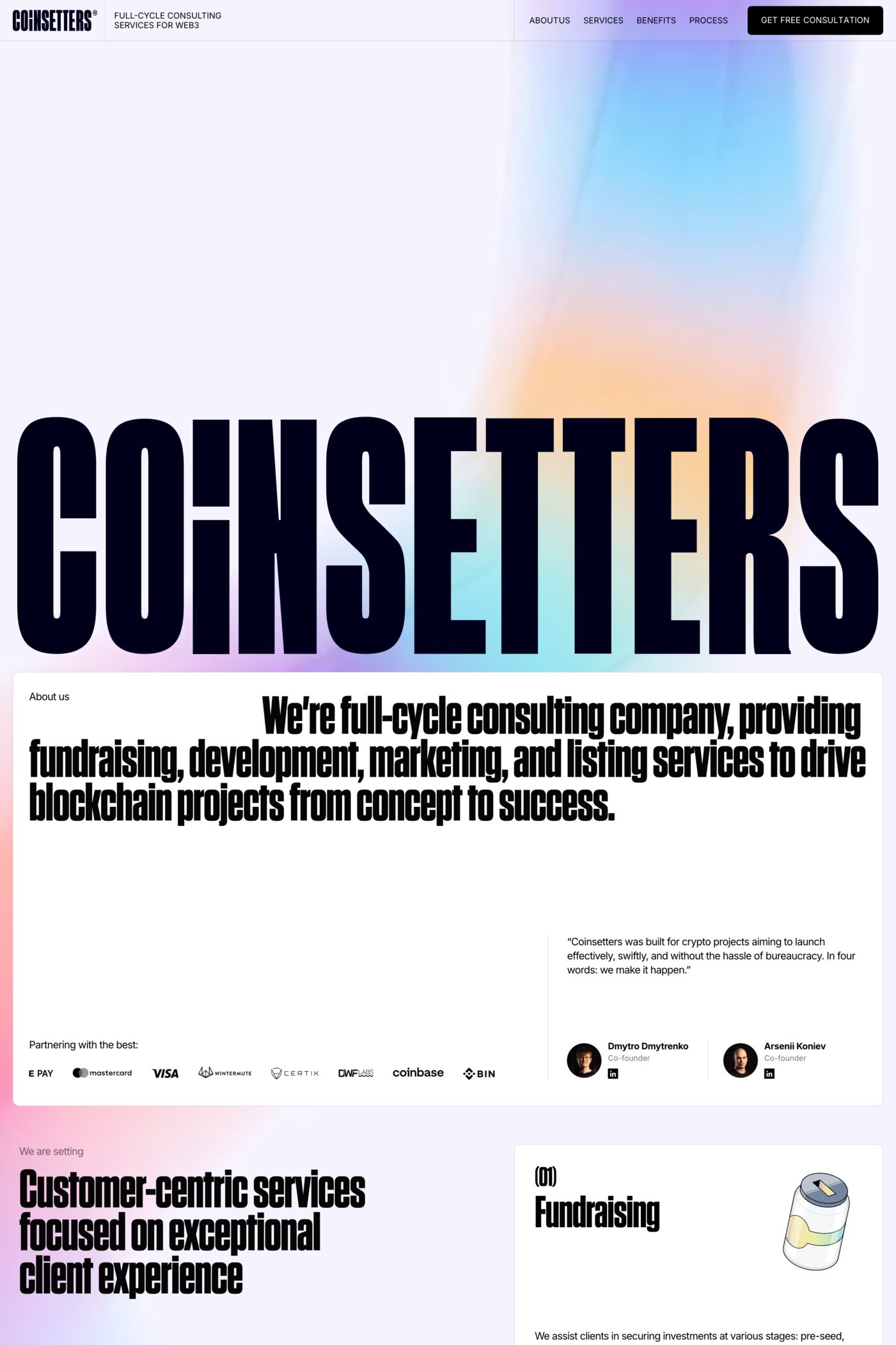 Coinsetters website screenshot
