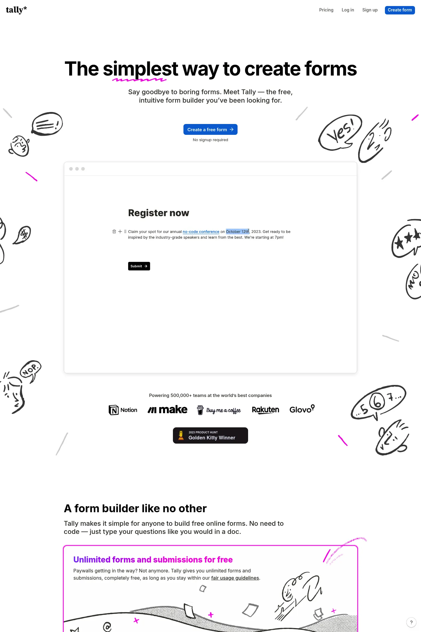 Tally website screenshot