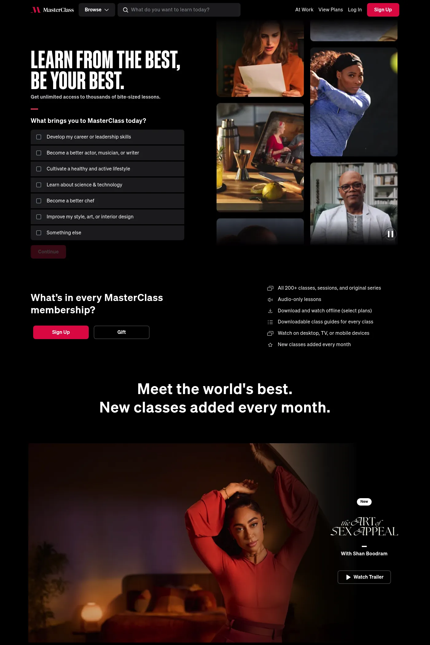 MasterClass website screenshot
