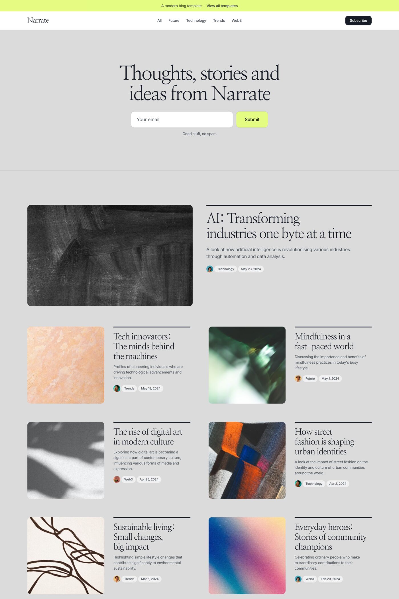 Narrate template screenshot