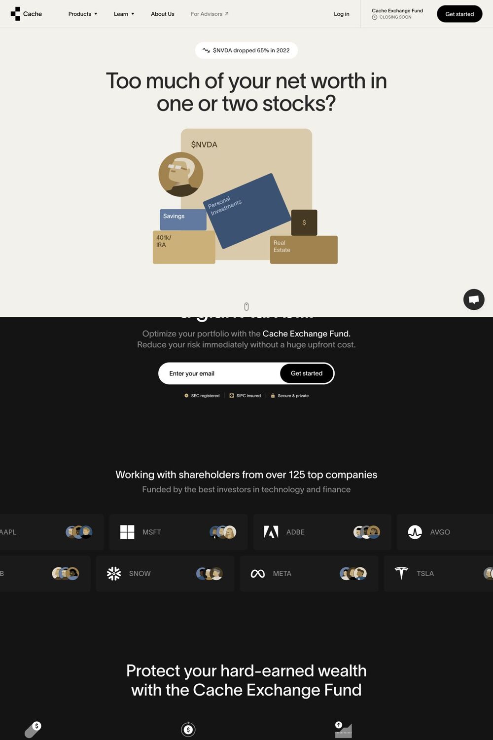 Cache website screenshot