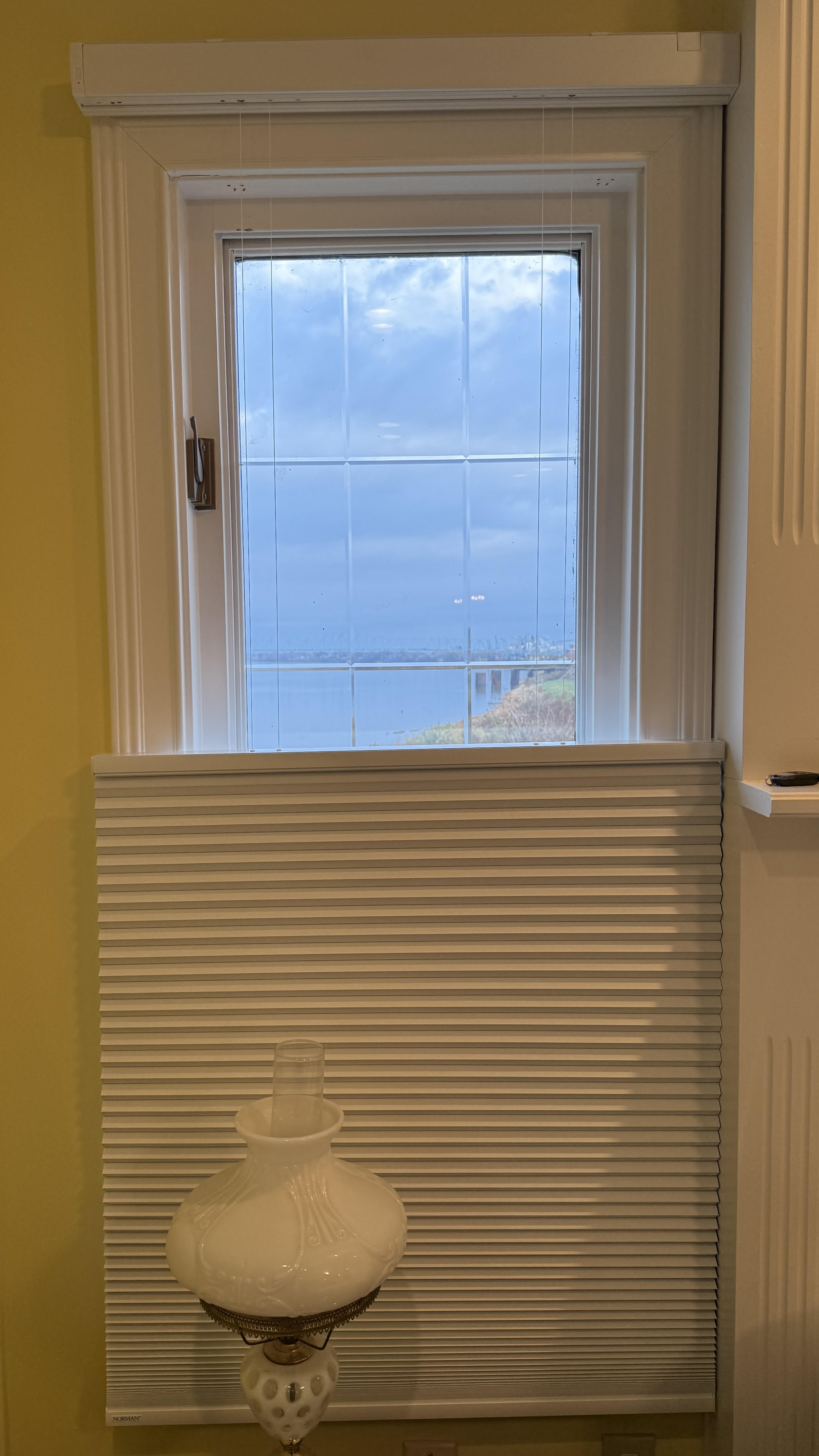 Cellular shades installed in an Owensboro, KY living room by Simmonds Blinds and Drapes. Call (270) 477-3071 for custom window treatments.