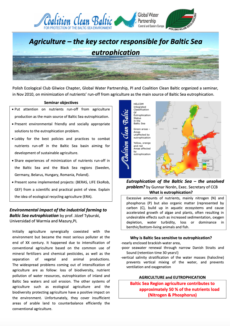 Agriculture - The Key Sector Responsible for Baltic Sea Eutrophication