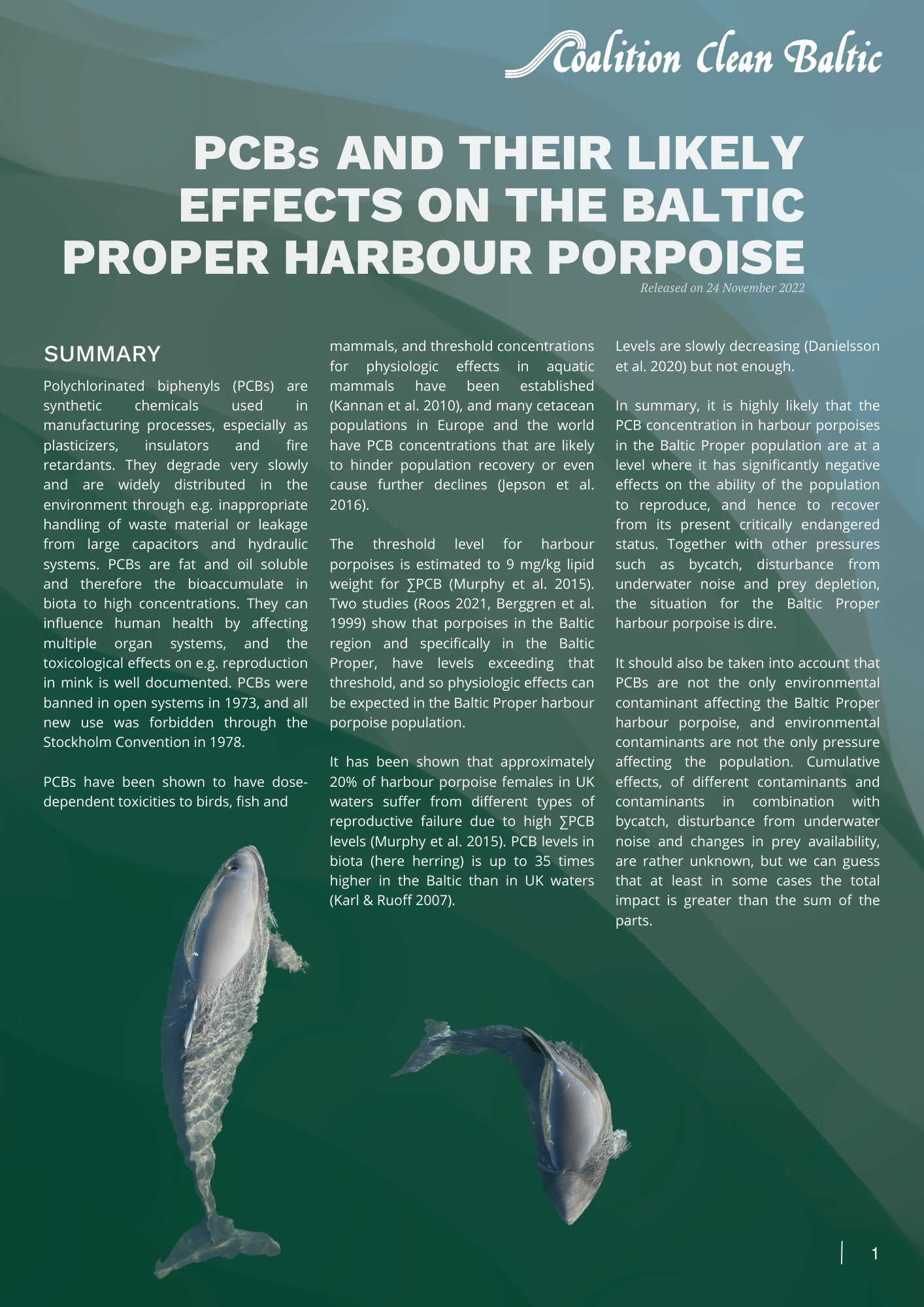 PCBs and their likely effects on the Baltic Proper harbour porpoise