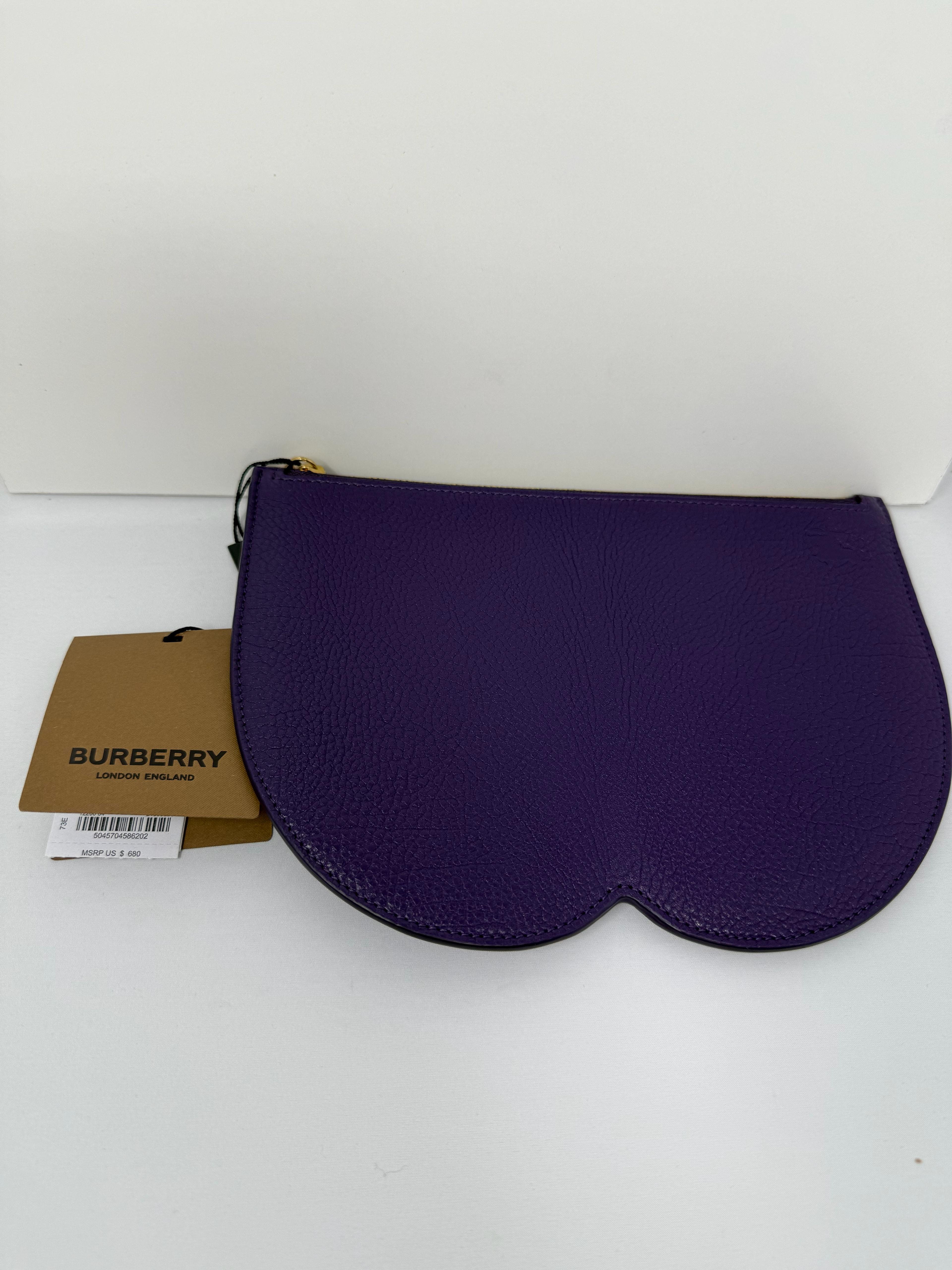 Burberry Curved Leather Pouch – Purple