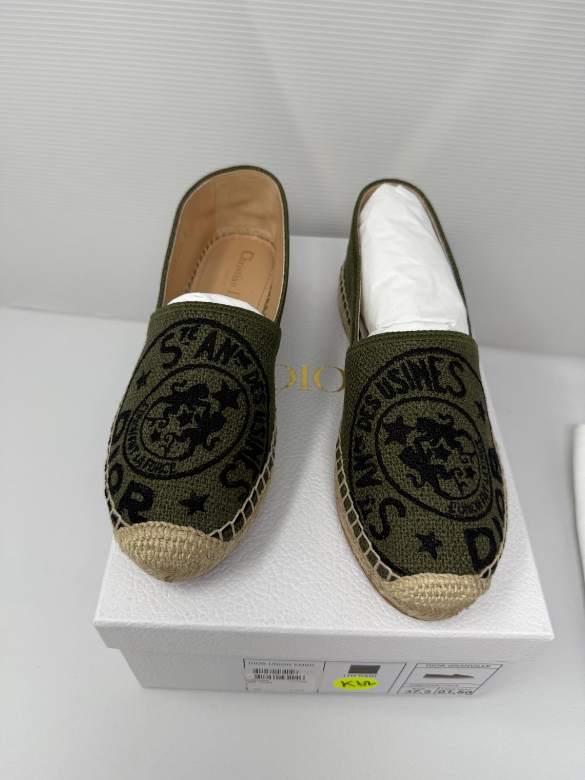 Dior Embroidered Canvas Espadrilles – Khaki Green