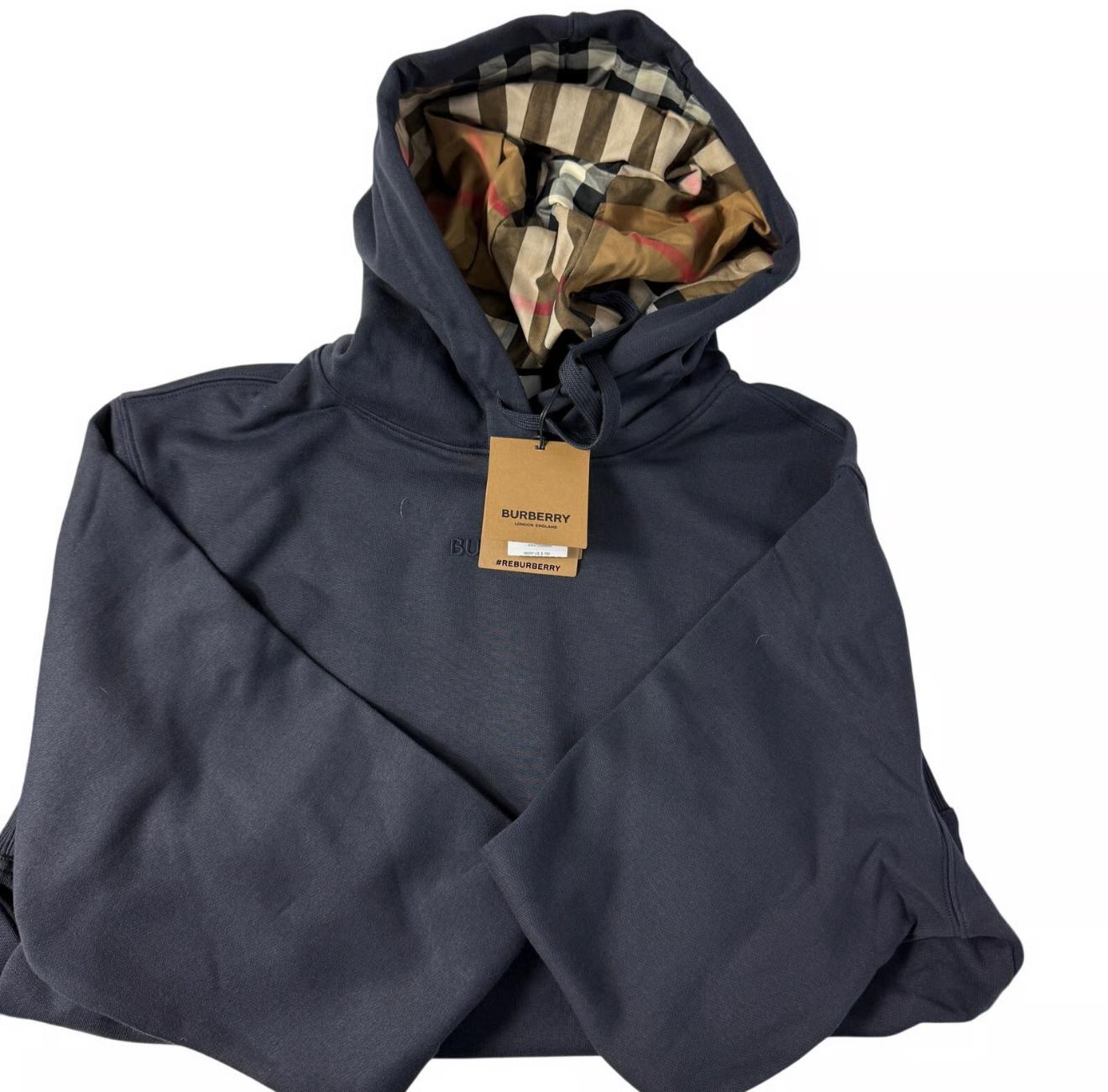 Navy Check-Lined Burberry Hoodie