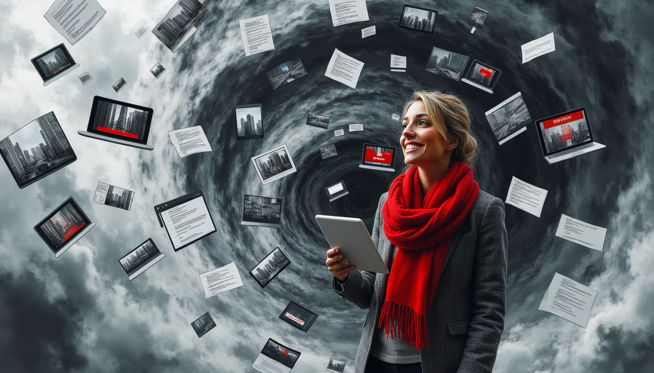 Creator managing global video production with AI efficiency