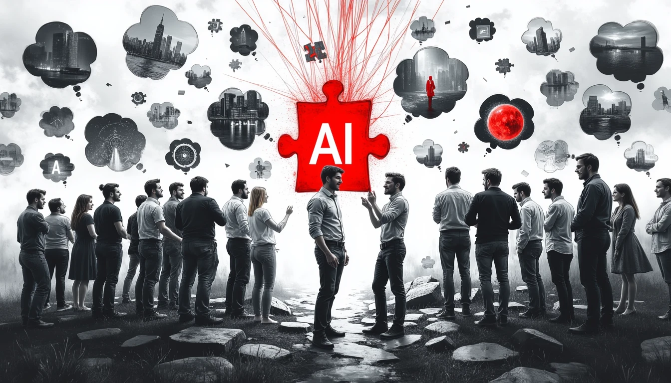 Diverse team collaboratively addressing AI ethical challenges