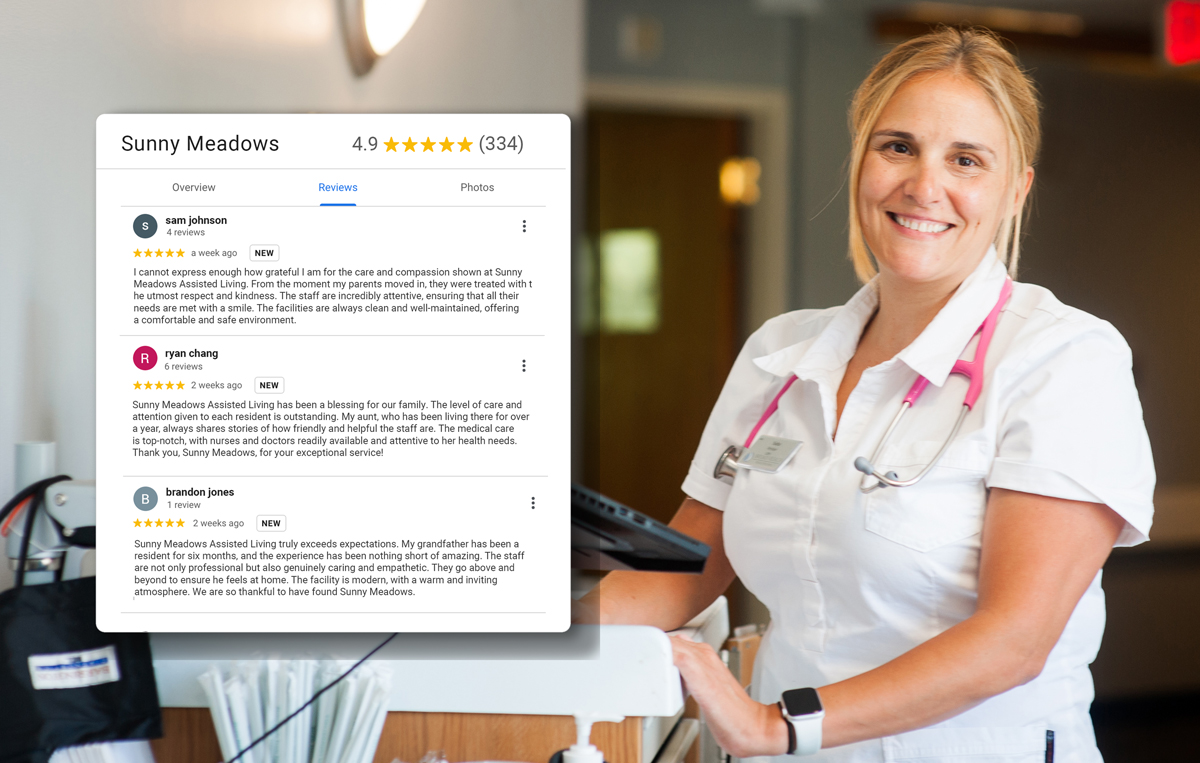 Boost positive reviews for your Assisted Living Facility and rank higher in Google search results