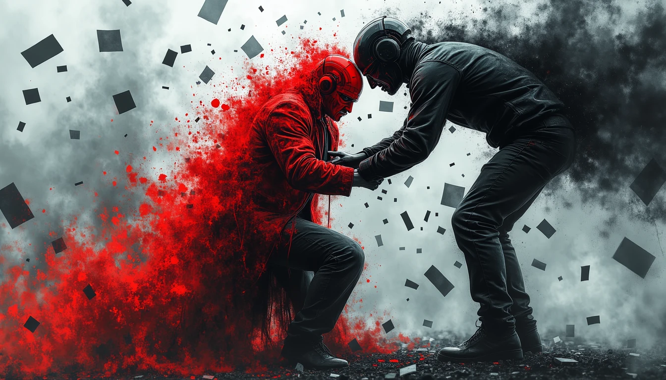 Human wrestling abstract AI goal representation