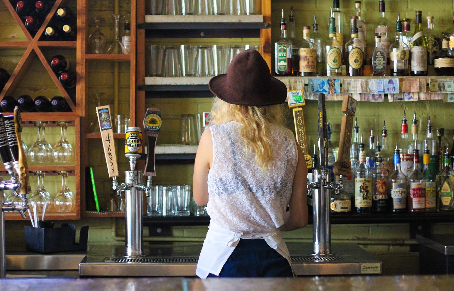 Stop by Uprise Bakery for drinks with friends at the bar in Columbia, MO.