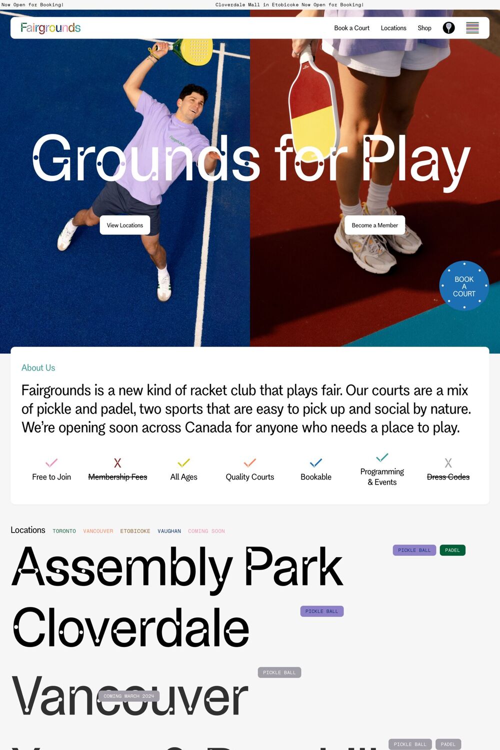 Fairgrounds website screenshot