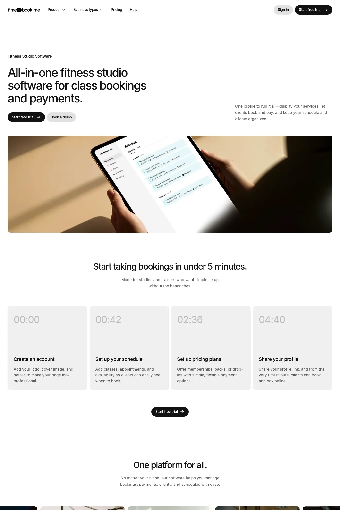 time2book·me website screenshot