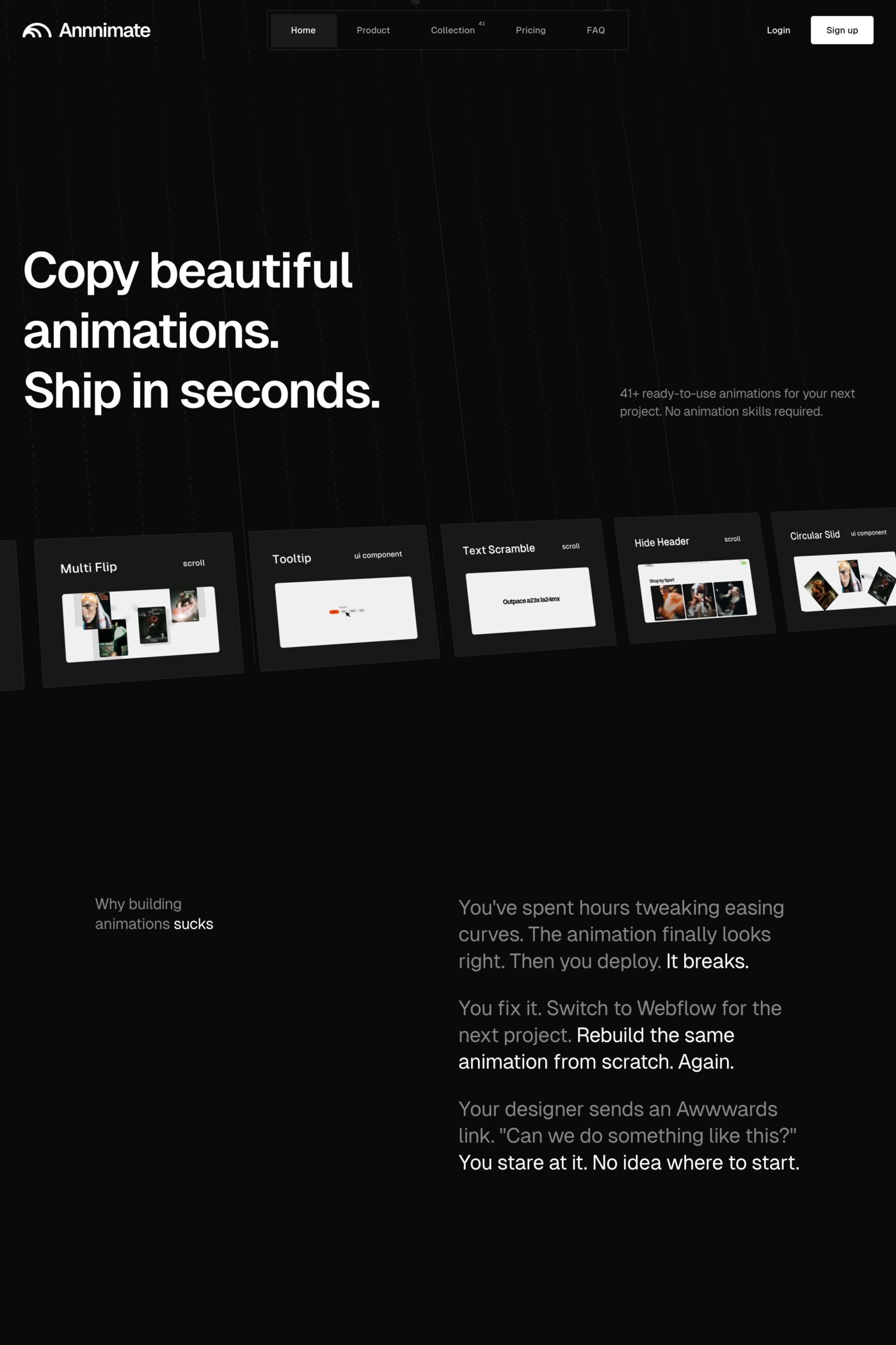Annnimate website screenshot