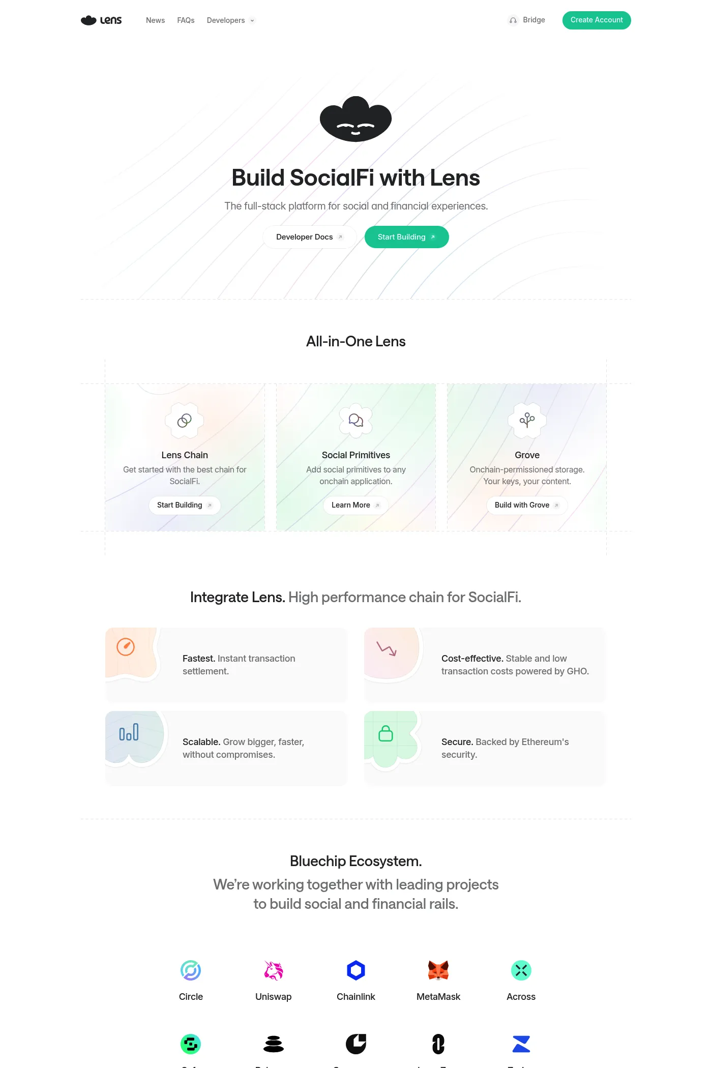 Lens website screenshot