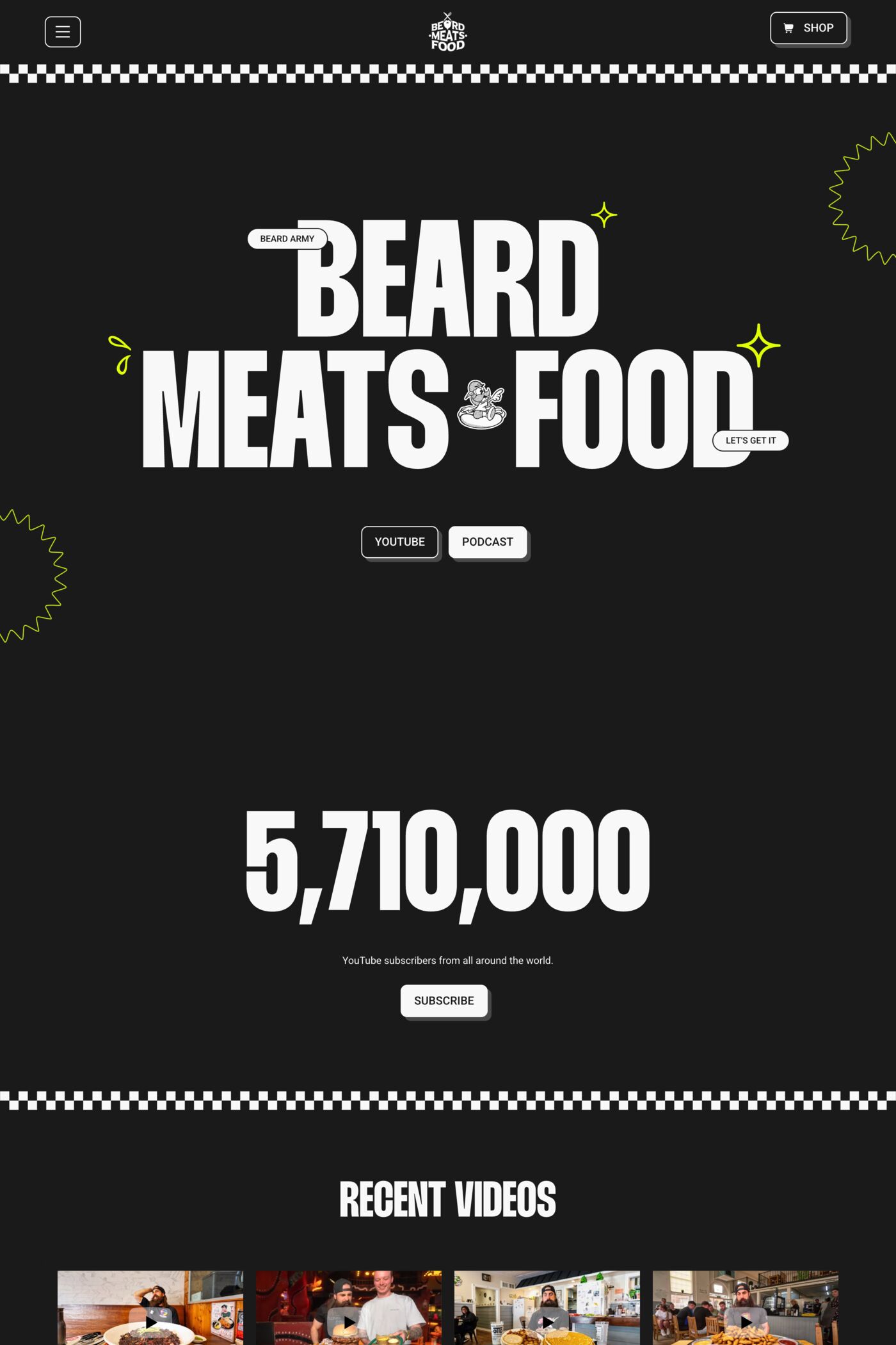 Beard Meats Food website screenshot