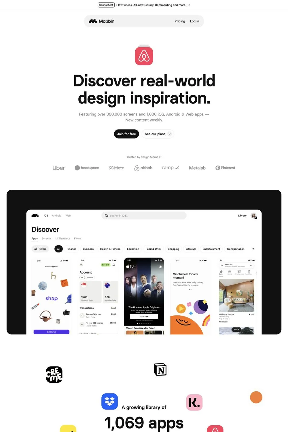 Mobbin website screenshot