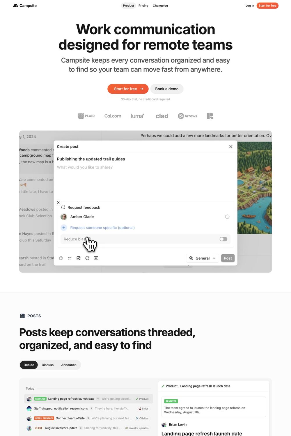 Campsite website screenshot
