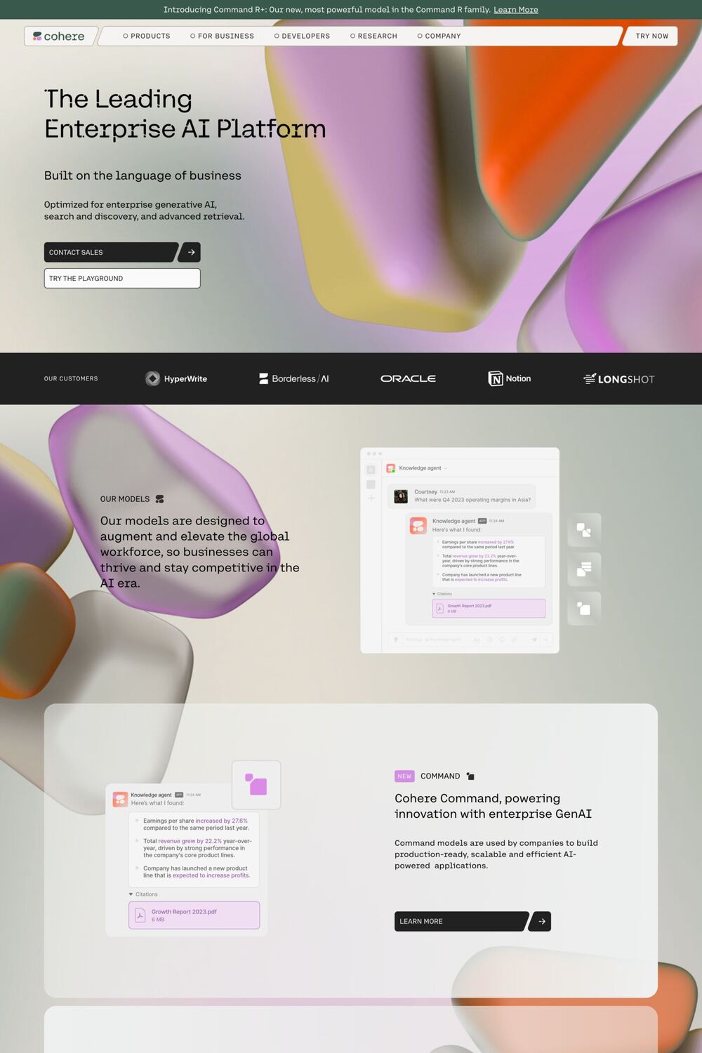 Cohere website screenshot