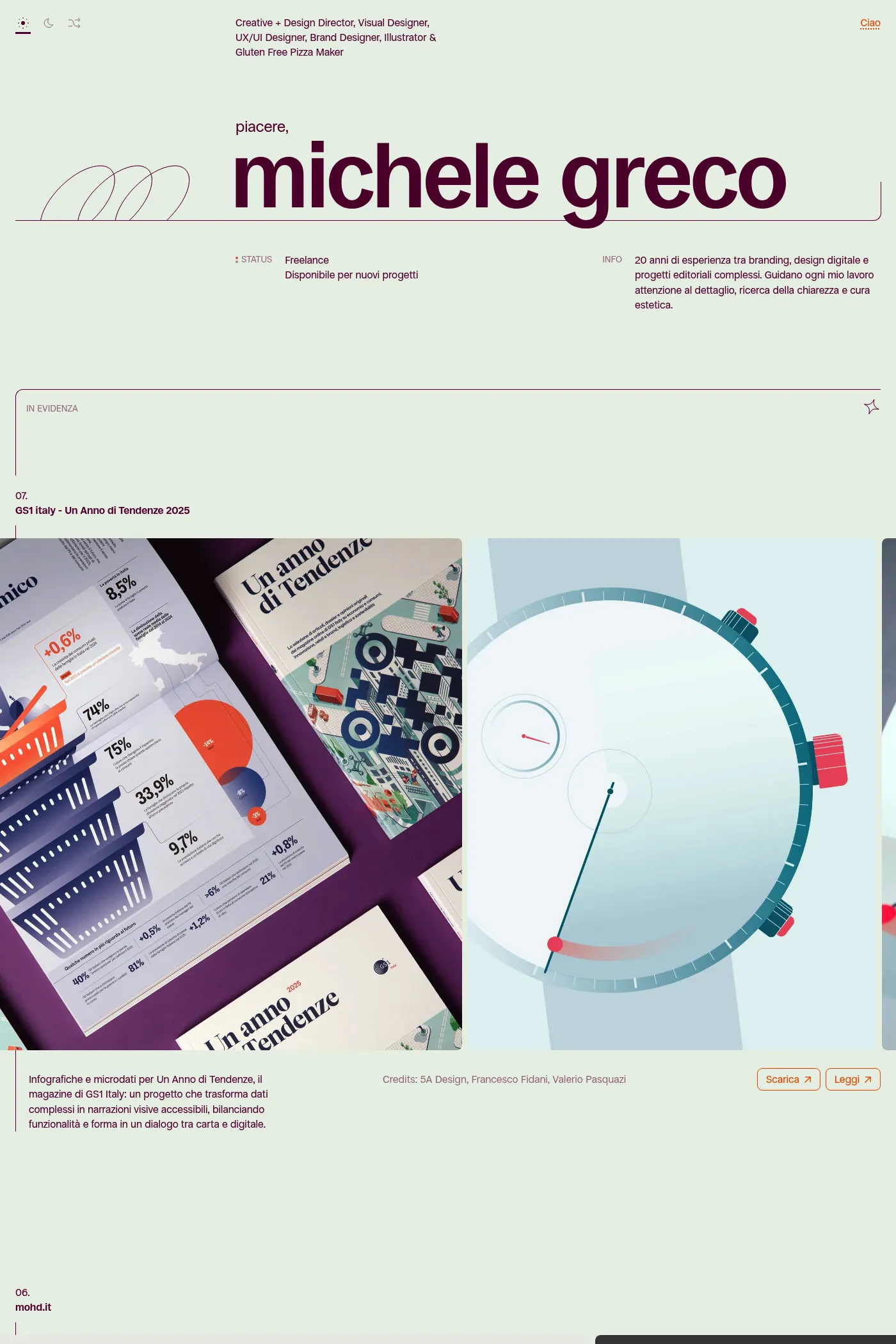 Michele Greco website screenshot