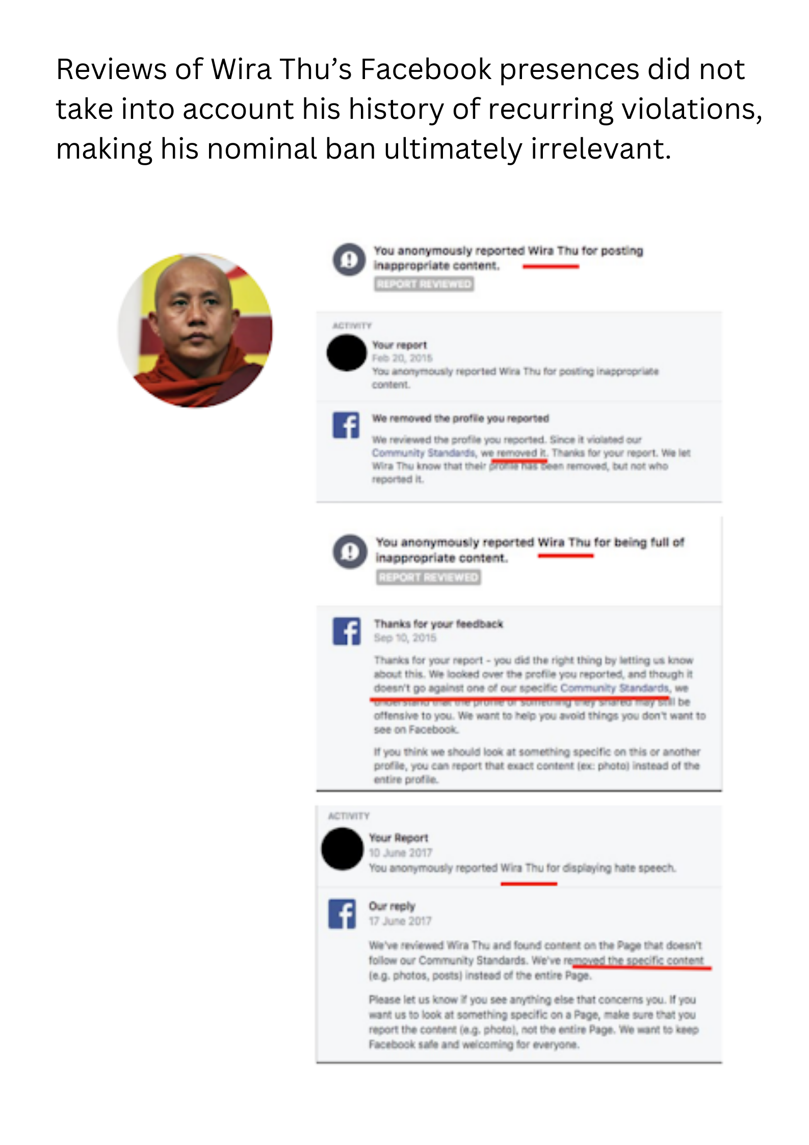 Inadequate actor moderation