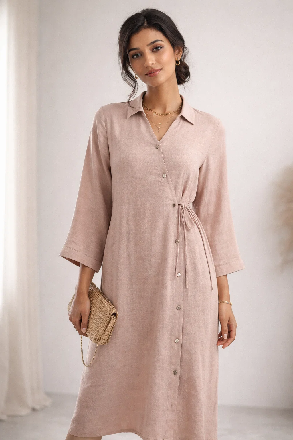 Effortless Woven Casual Top in Soft Ivory