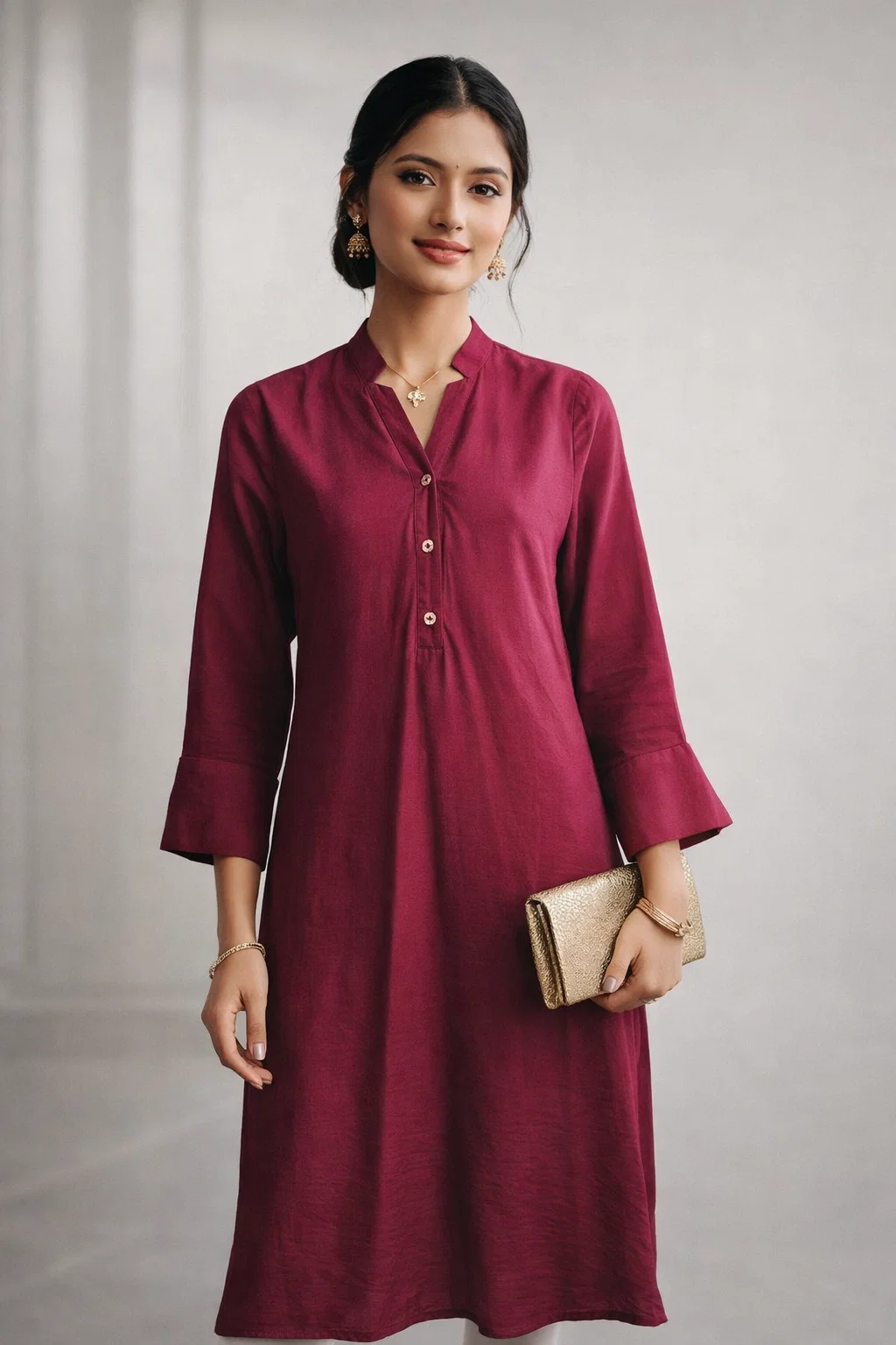 Effortless Navy Casual Top With Soft Polyester Drape