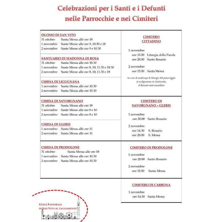 Celebrazioni per i Santi e i Defunti