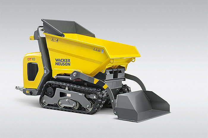 The Wacker Neuson DT10 is a compact, track-driven dumper designed for efficient material transport in confined and challenging terrains. Its robust construction and versatile features make it ideal for construction sites, landscaping projects, and urban environments.