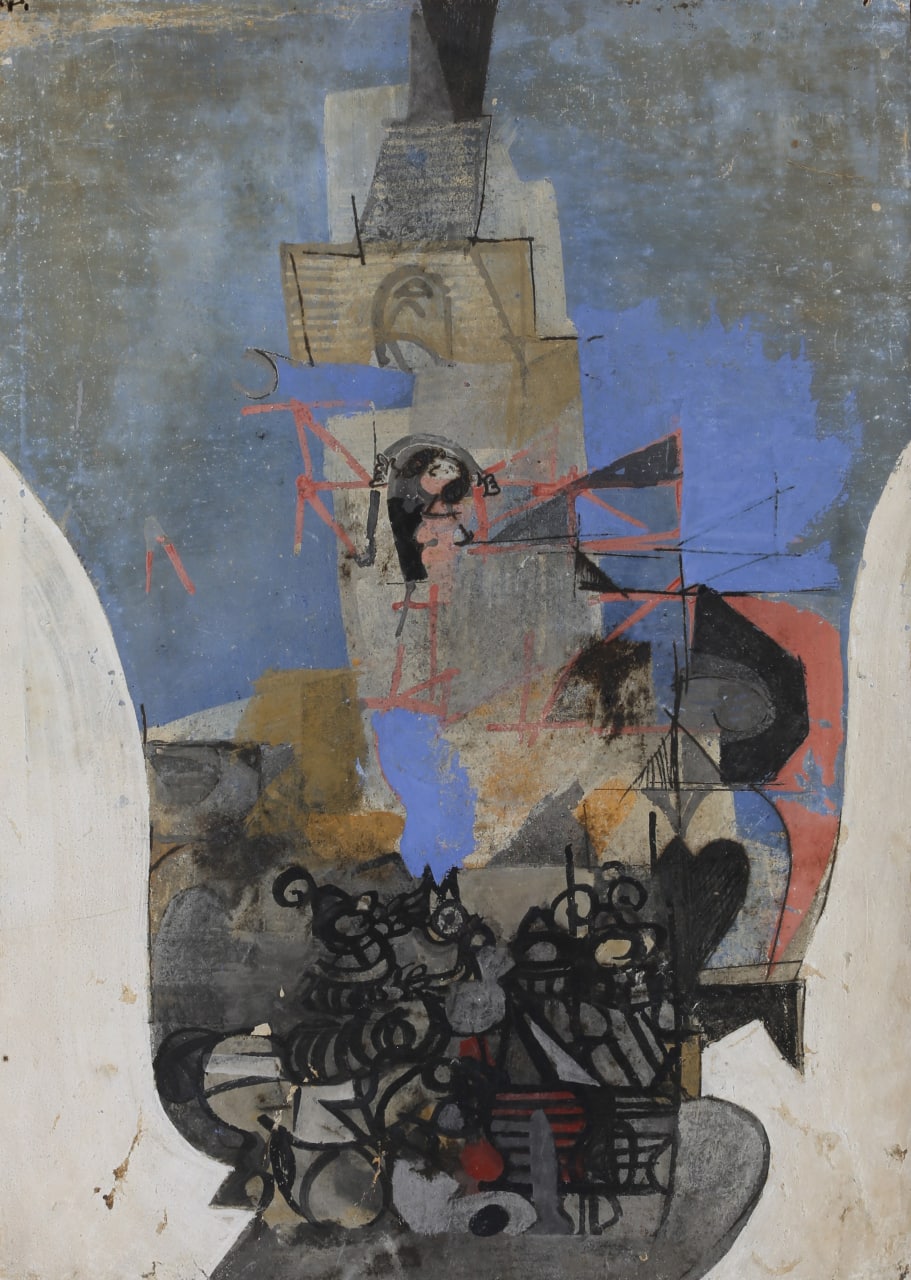 tempera intitolato storie del campanile di Mariano Fracalossi