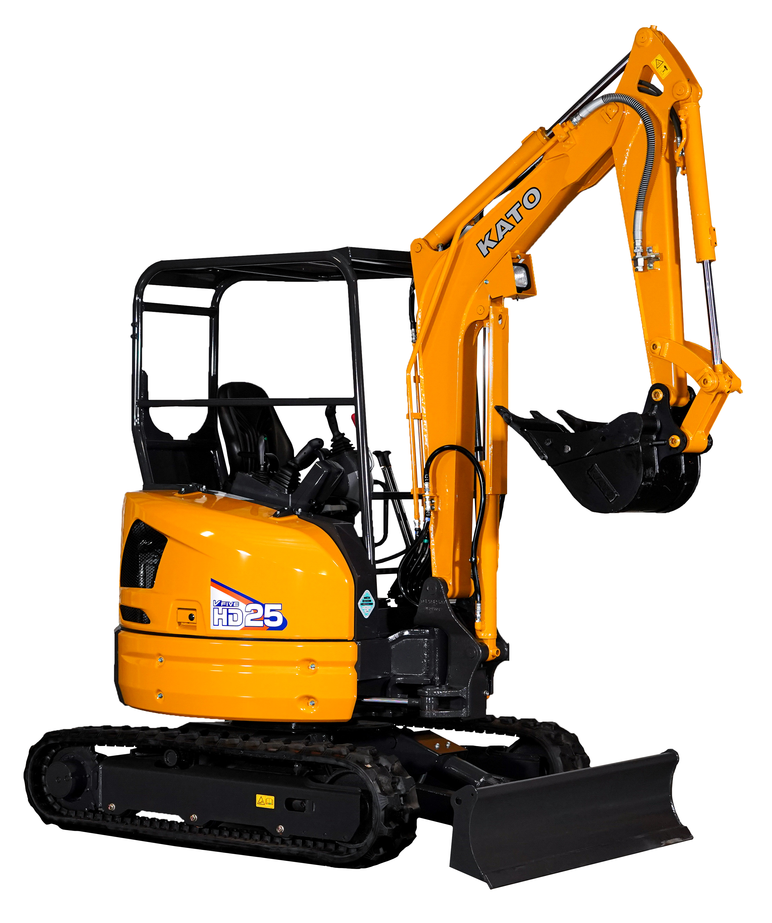 The Kato HD25V5 is a 2.5-ton zero tail swing mini excavator engineered for performance, stability, and operator comfort in confined workspaces. Powered by a 17.6 kW (23.6 hp) Kubota D1305-E4B diesel engine, it complies with EU Stage V and EPA Tier 5 emissions standards.