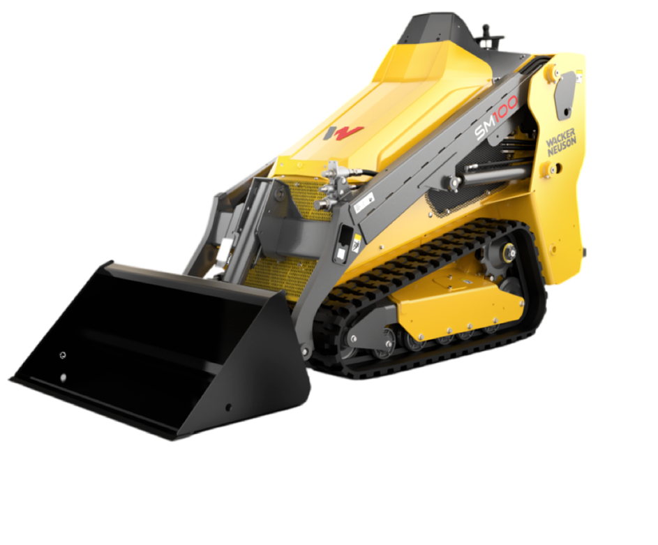 The Wacker Neuson SM100 is a compact, stand-on utility track loader designed for versatility and efficiency in confined spaces. Ideal for landscaping, light construction, and material handling, it combines robust performance with operator comfort.