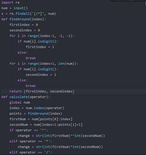 Calculating basic mathematical operations based on a string input