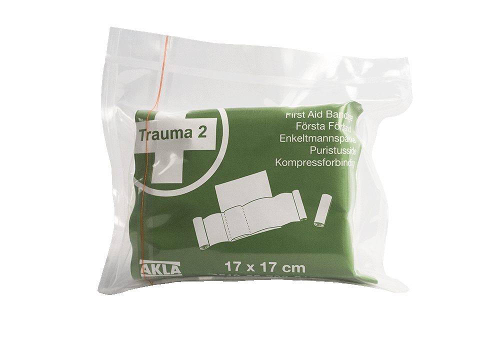 Trauma 2, Dressing First Aid, w/ extra bandage, 17x17 cm