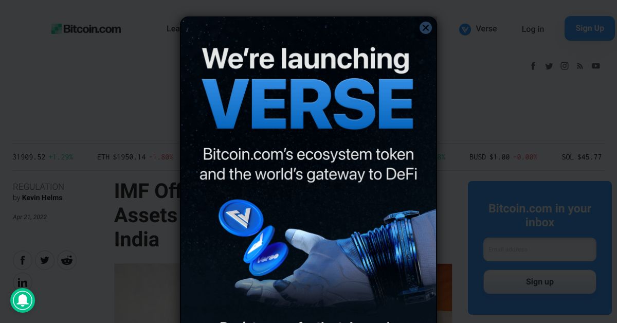 IMF Official: Regulating Crypto Assets Is High on the Agenda for India