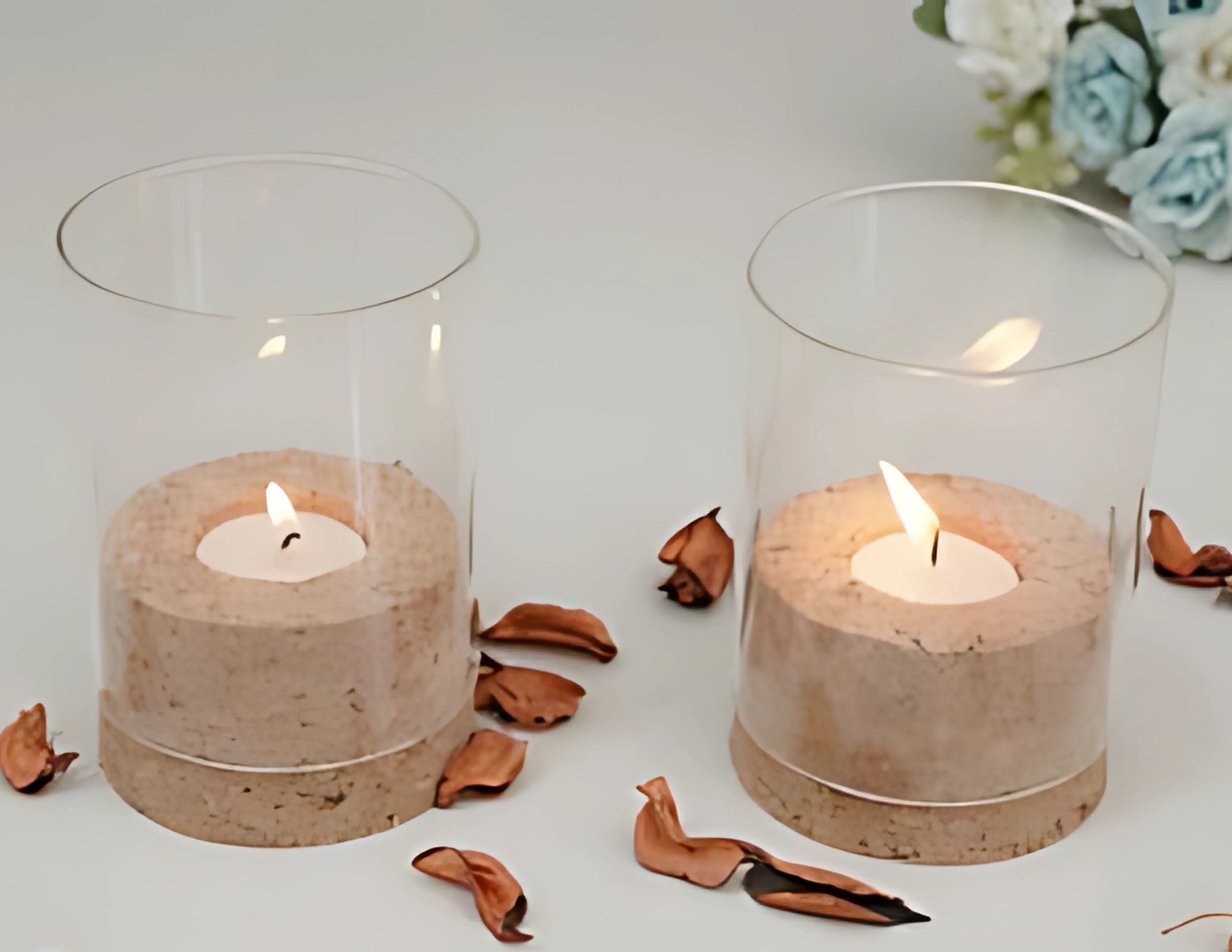 Cork in Glass Tea Light Holder