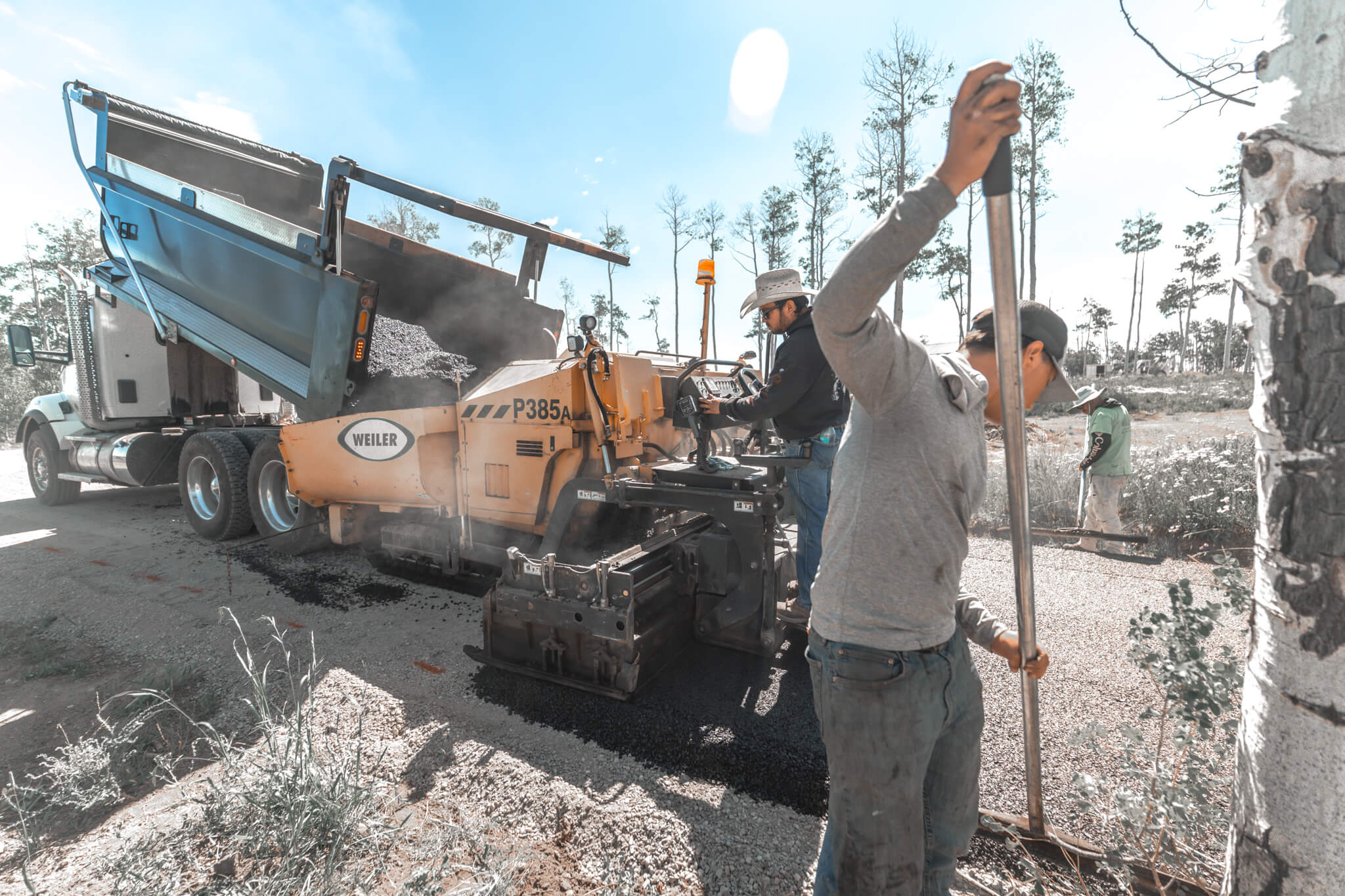 Municipal parking facility installation in Meeker, CO, with Armor Proseal equipment and crew creating public infrastructure with proper drainage and durable surfaces.